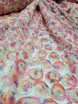 Embroidered Floral Mesh Lace White Pink