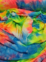 Multicolor Spandex Fabric Neon Tie-Dye