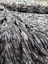 Stretch Pleated Fabric Charcoal Silver