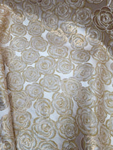 Brocade Jacquard Floral Metallic Beige Gold