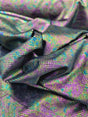 Stretch Velvet Foil Fabric Iridescent Black Green Purple
