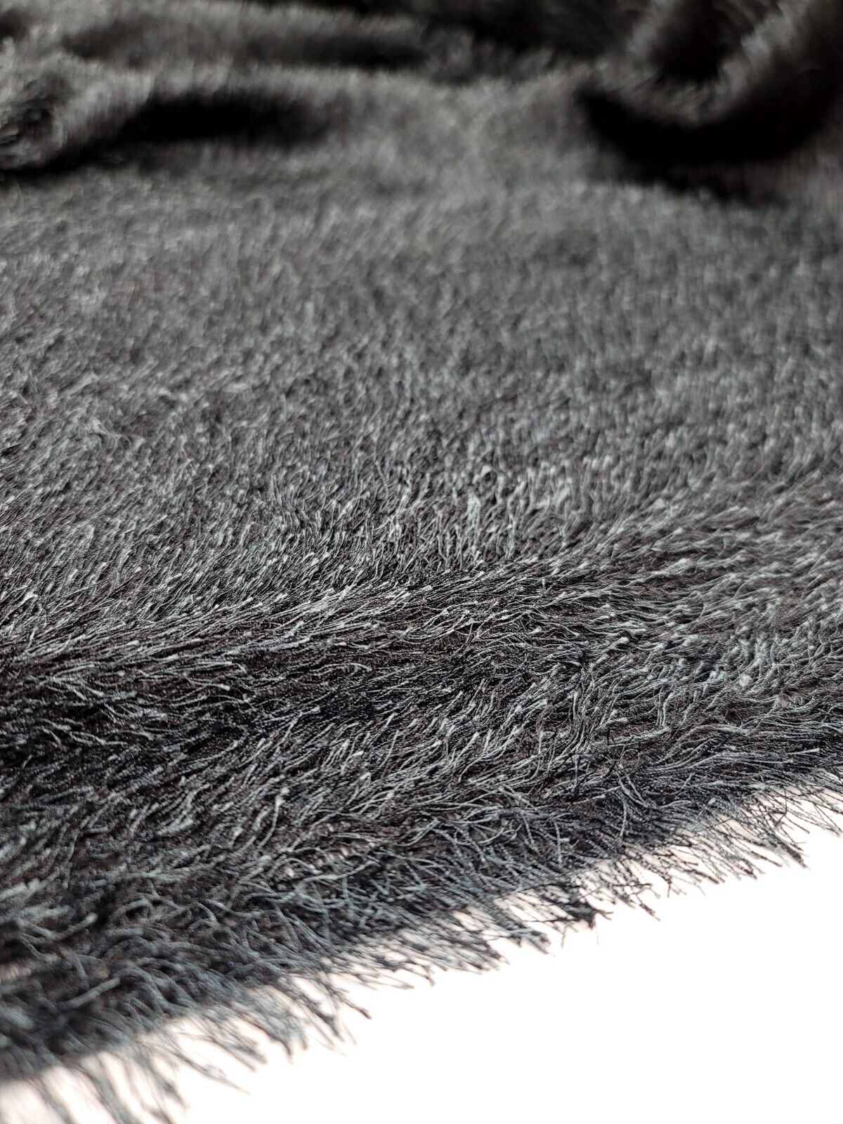Stretch Faux Shaggy Fabric Eyelash Black Teal