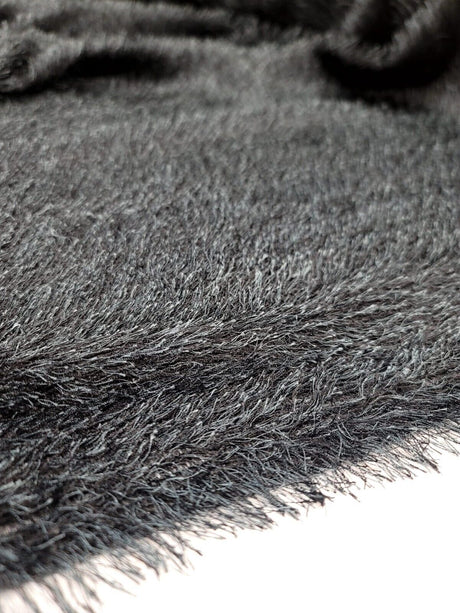 Stretch Faux Shaggy Fabric Eyelash Black Teal