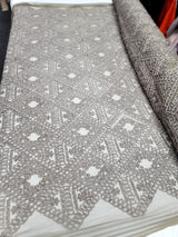 Embroidered Ribbon Lace Fabric Dark Olive Green