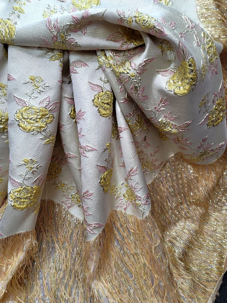 Brocade Jacquard Metallic Yellow Pink Gold