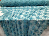 Beaded Embroidered Lace Fabric Turquoise