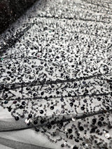 Black Beaded Lace Fabric