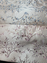 Metallic Floral Brocade Fabric Beige Pink Flowers