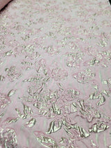 Brocade Jacquard Fabric Rose Pink Gold Metallic