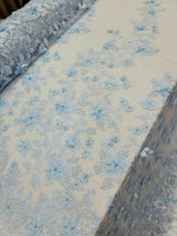 3D Floral Lace Sky Blue