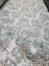 Brocade Jacquard Floral Brocade Mint Green Rose Gold
