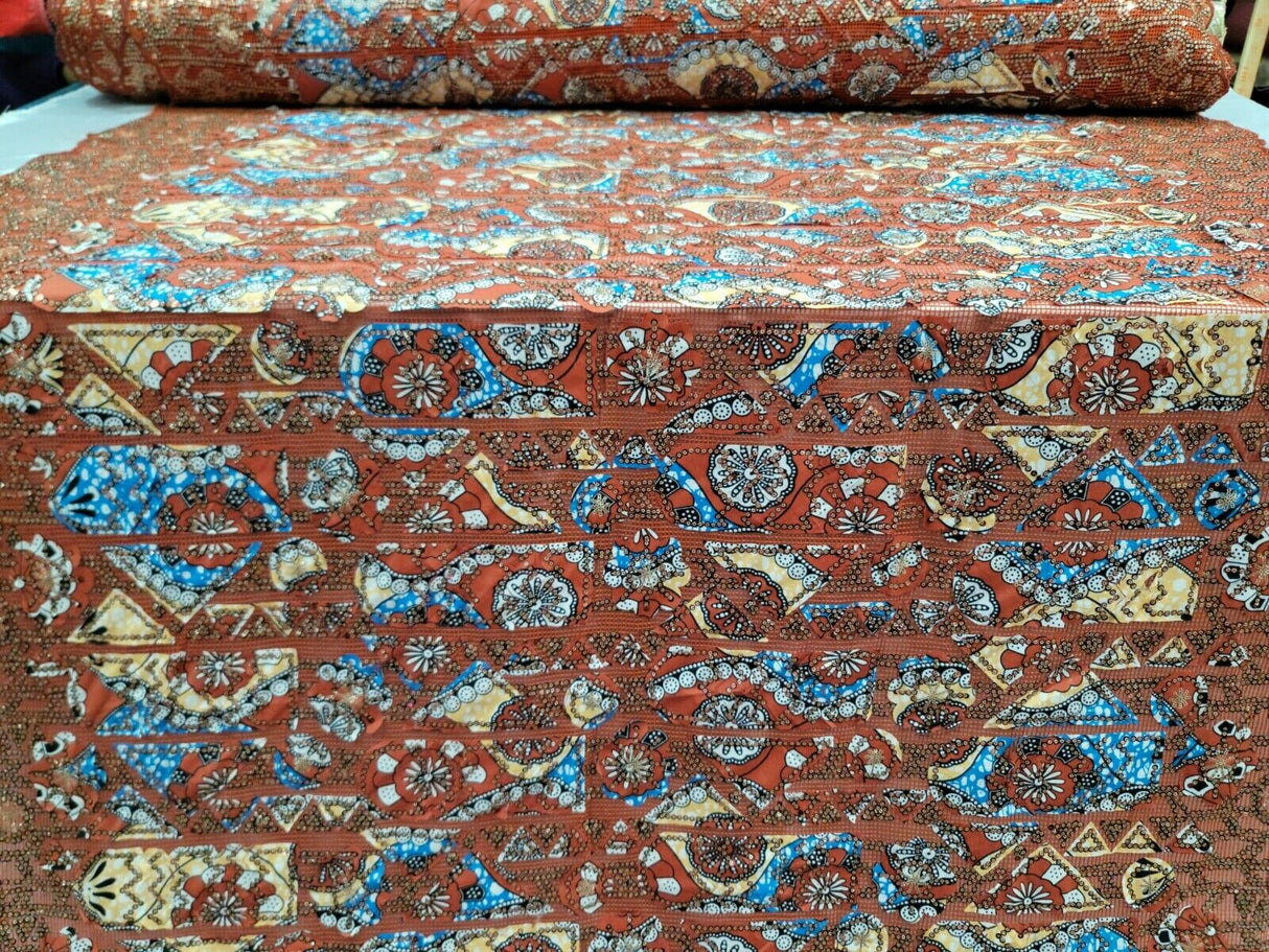Copper Embroidery Lace with Sequins