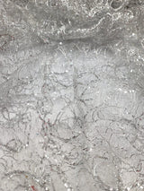 Sequin Mesh Spider Web Fabric Silver