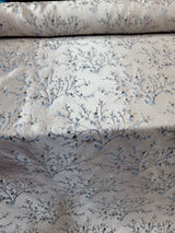 Brocade Jacquard Floral Fabric Baby Blue Gold