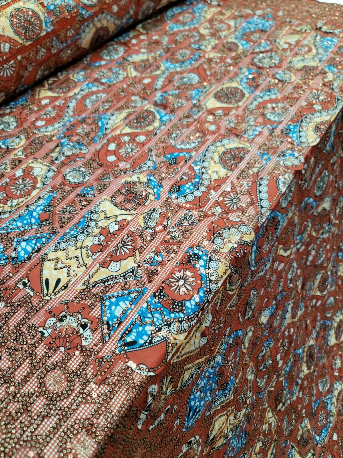 Copper Embroidery Lace with Sequins