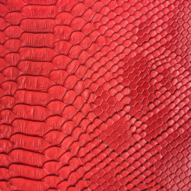 Red Faux Viper Sopythana Snake Skin Vinyl Fabric,