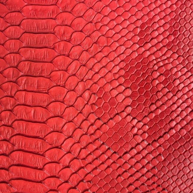 Red Faux Viper Sopythana Snake Skin Vinyl Fabric,