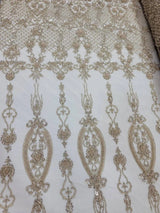 Beaded Lace Embroidery Floral Champagne