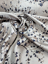 Brocade Jacquard Navy Blue Metallic Rose Gold Floral