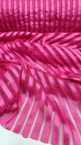 Embroidered Lace Fabric Fuchsia Ribbon Mesh
