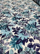 Brocade Jacquard Floral Fabric Purple Blue