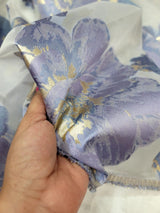 Brocade Floral Organza Fabric Lavender Blue