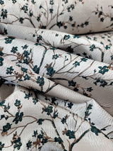 Floral Brocade Jacquard Fabric Hunter Green