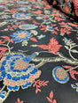Brocade Jacquard Fabric Coral Blue Floral Damask