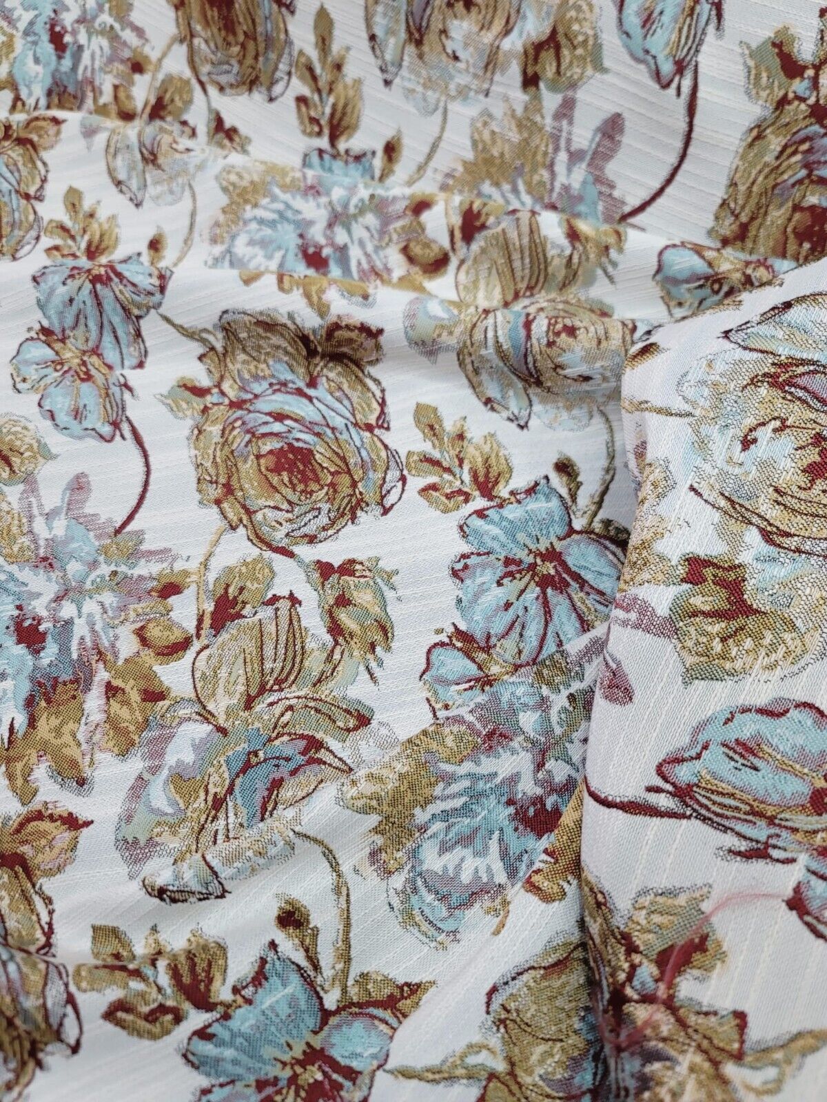Brocade Chenille Damask Fabric Mint Dark Gold