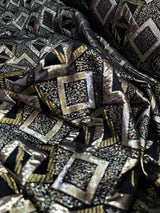 Brocade Jacquard Black Gold Geometric