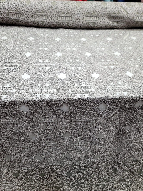 Embroidered Ribbon Lace Fabric Dark Olive Green