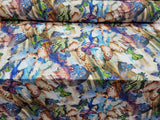 Printed Spandex Butterfly Fabric Blue Green Lavender