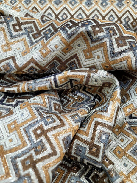 Brocade Jacquard Gold Metallic Geometric Fabric