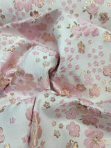 Brocade Jacquard Pink Gold Floral