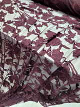 Floral Lace Stretch Mesh Fabric Eggplant
