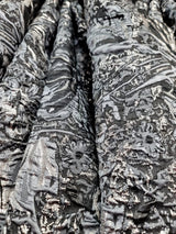 Floral Brocade Fabric Gray Metallic