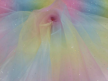 Rainbow Glitter Tulle Fabric
