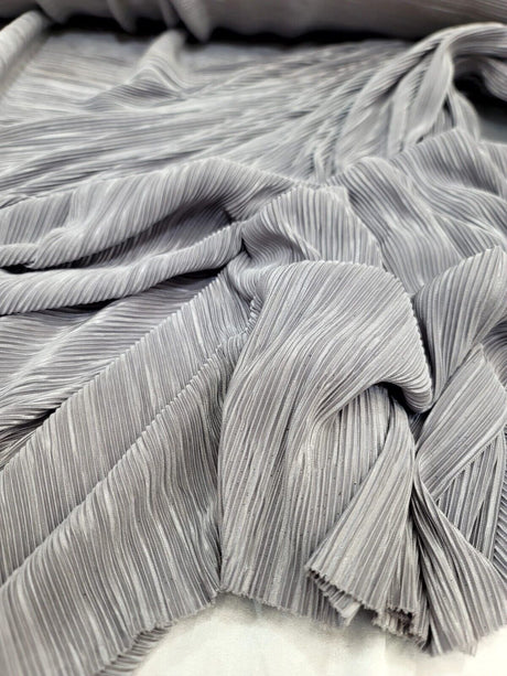 Pleated Stretch Fabric Silver Textured