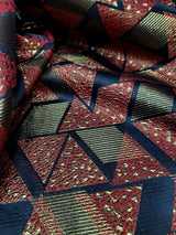 Black and Red Gold Metallic Brocade Fabric