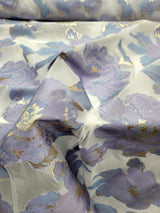 Brocade Floral Organza Fabric Lavender Blue