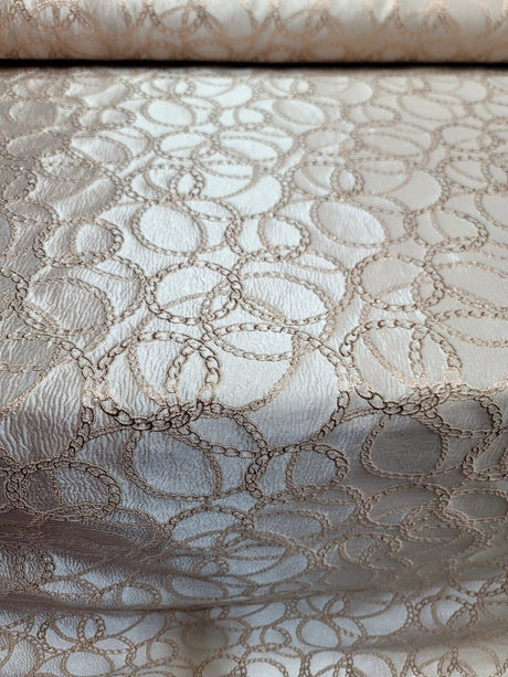 Brocade Jacquard Fabric Gold Metallic Chain Geometric Pattern