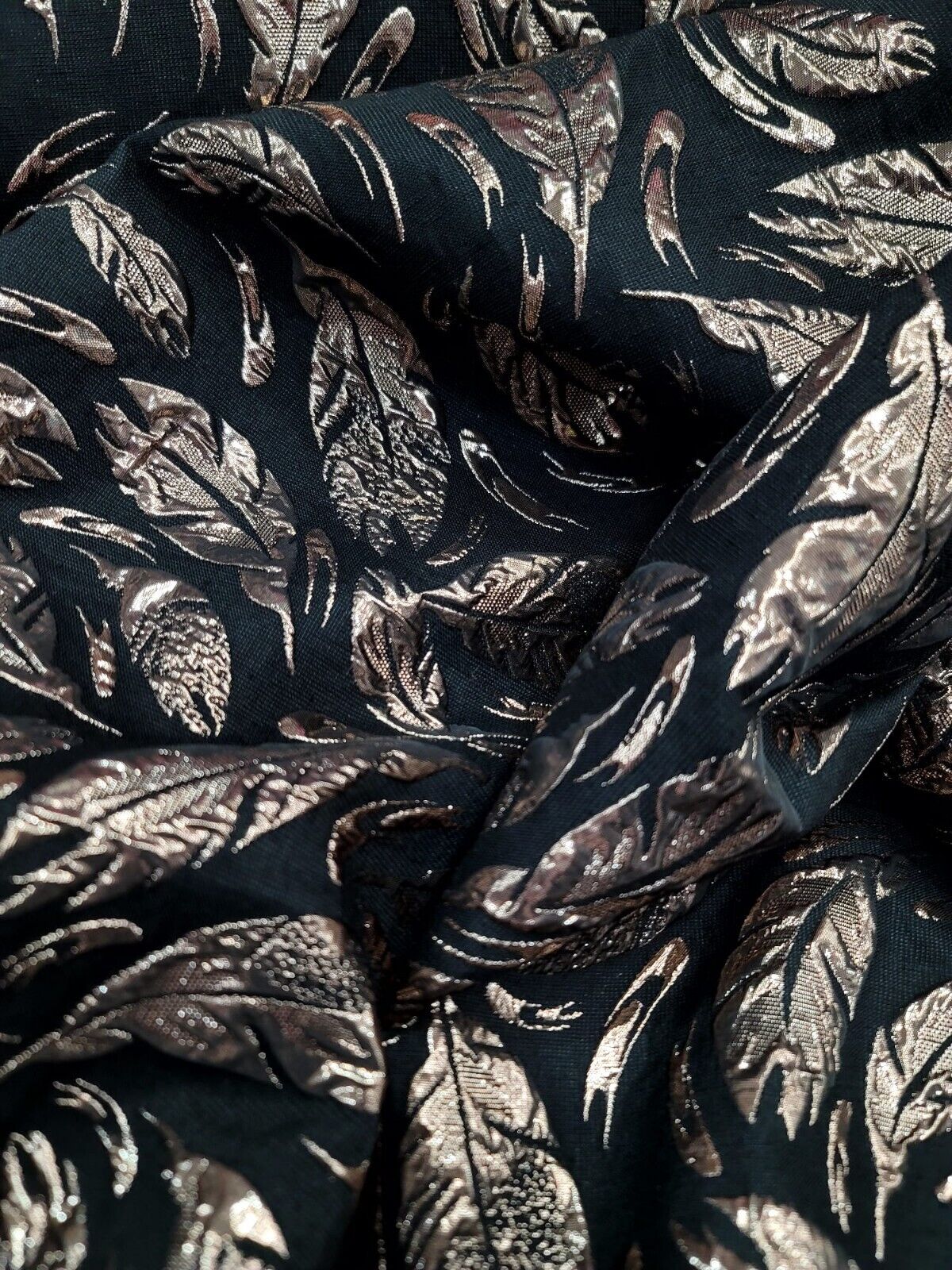 Black Gold Brocade Fabric