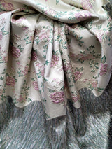Brocade Jacquard Metallic Eyelash Fabric Sage Pink Gold