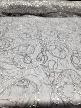 Sequin Mesh Spider Web Fabric Silver