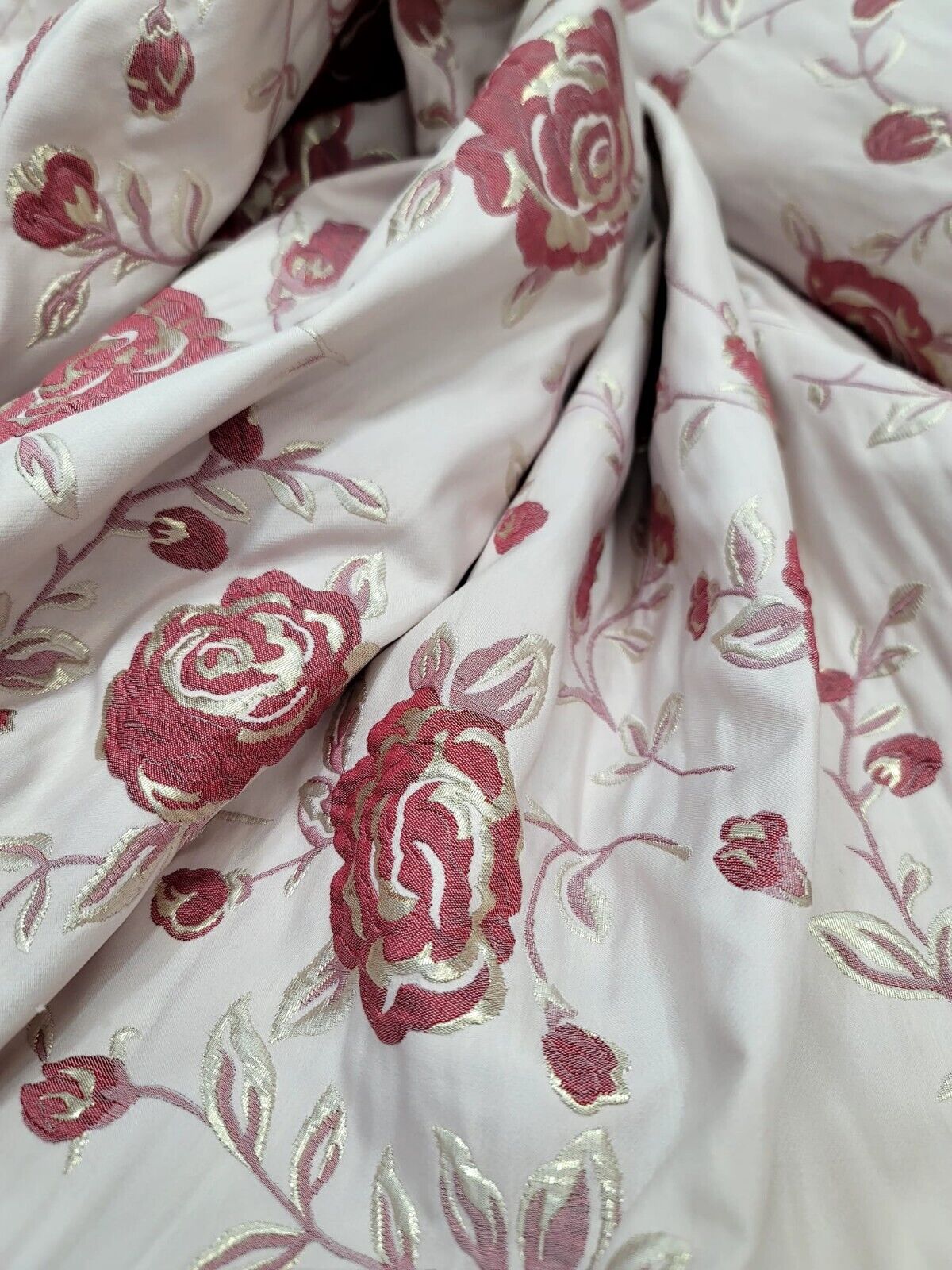 Brocade Jacquard Metallic Floral Fabric