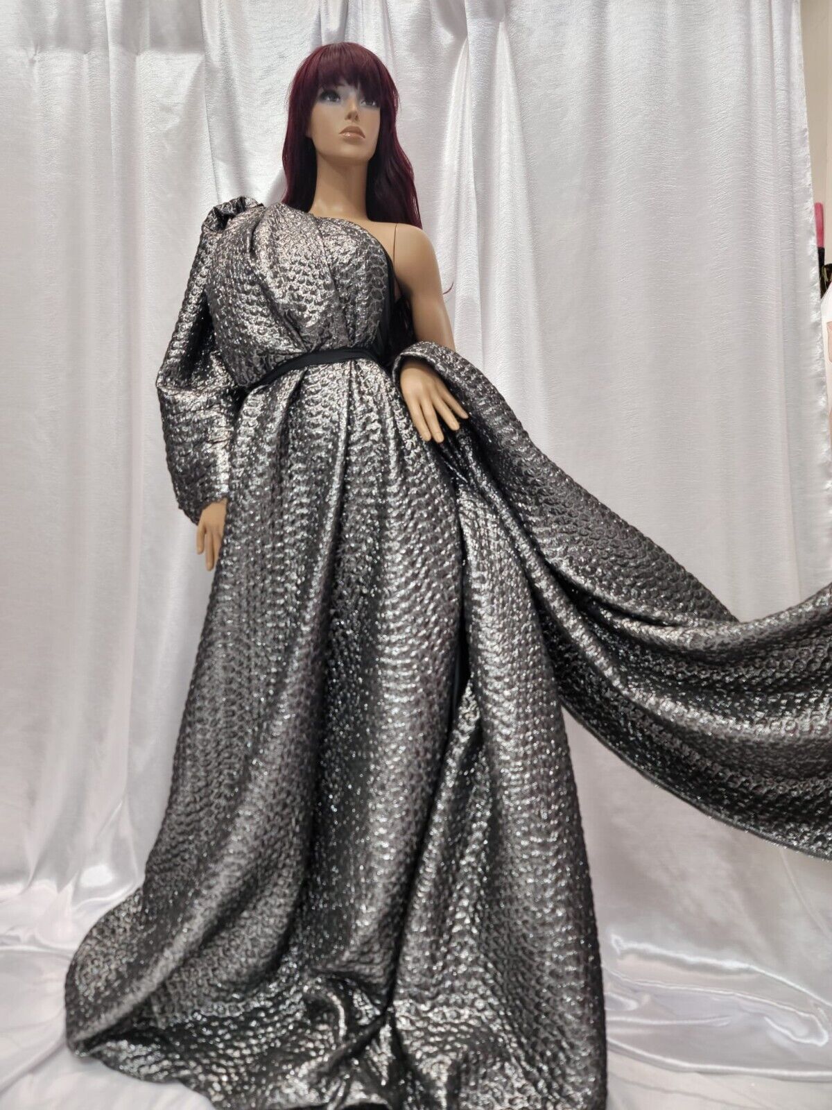 Brocade Jacquard Dark Gray Embossed