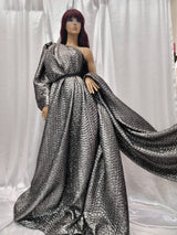Brocade Jacquard Dark Gray Embossed