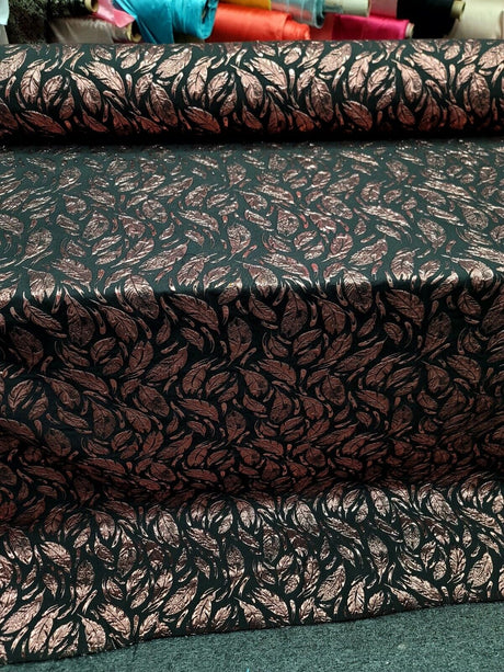 Brocade Jacquard Feathers Rose Gold