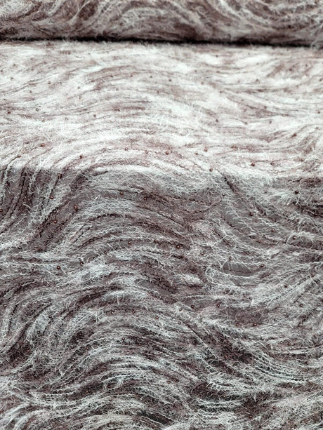 Embroidered Pearl Mesh Lace Fabric Mauve