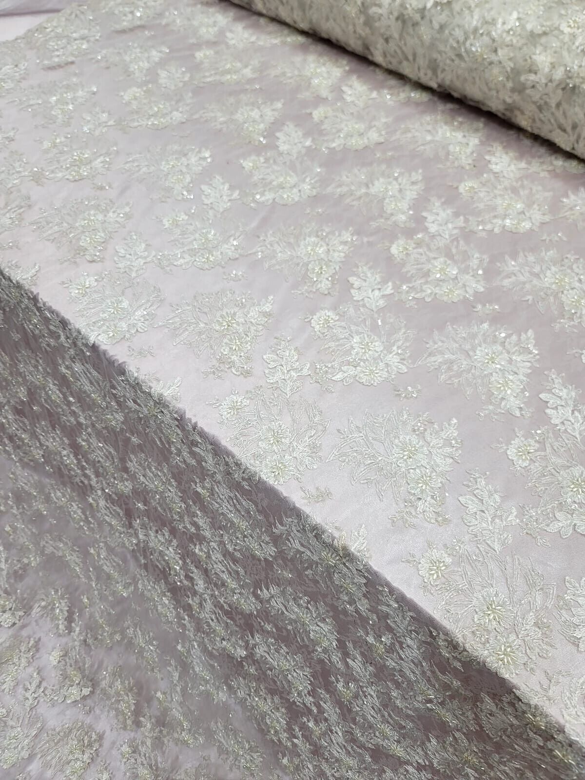 Beaded Embroidered Lace Ivory